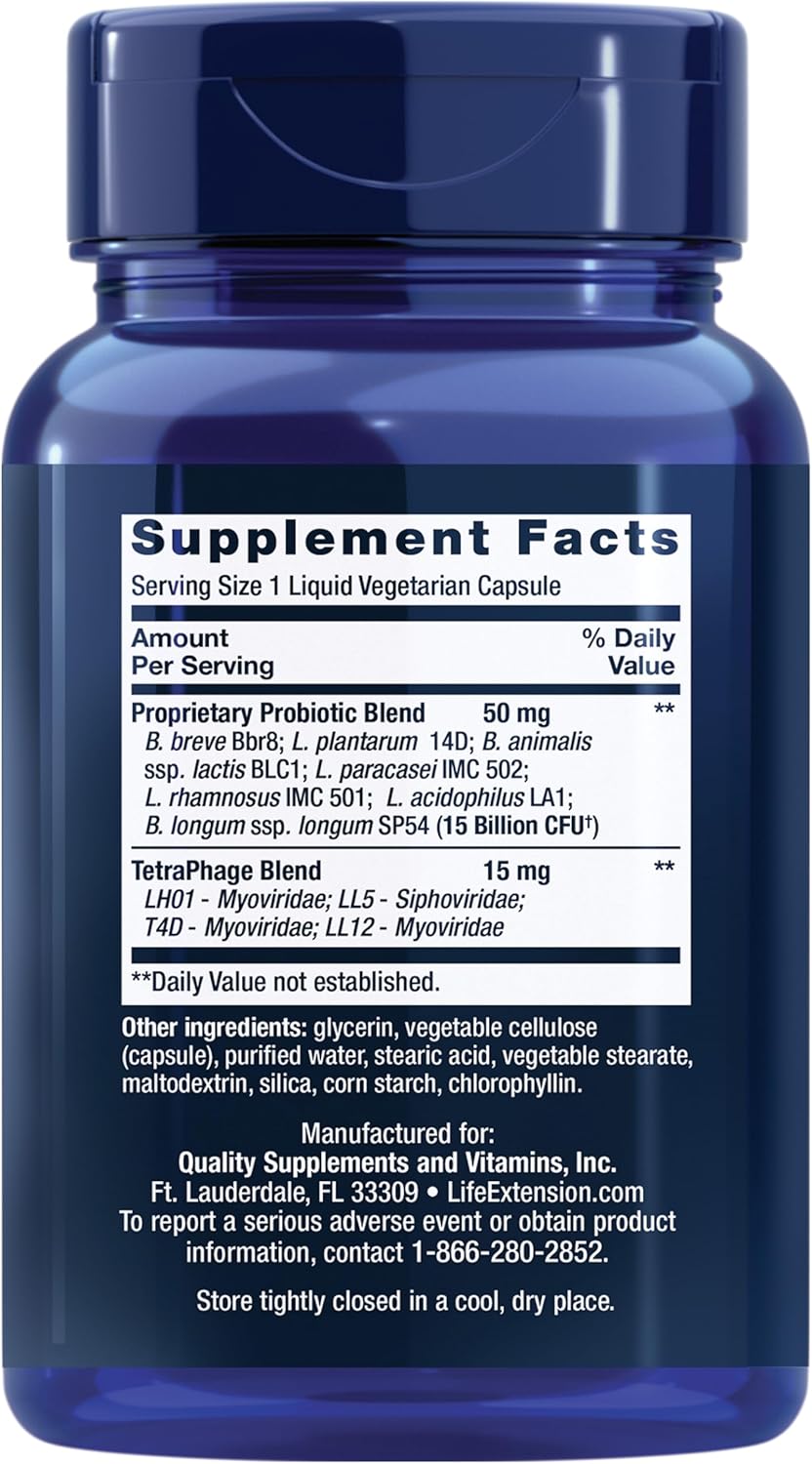 FLORASSIST GI with Phage Technology: Probiotic Support for Digestive Health, Nutrient Absorption - 90 Liquid Vegetarian Capsules