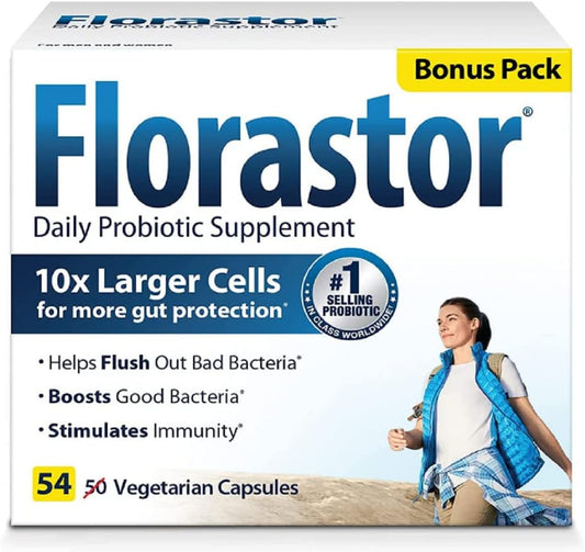 Florastor Probiotic Capsules for Digestive Health - 216 Count for Men and Women, Saccharomyces Boulardii CNCM I-745