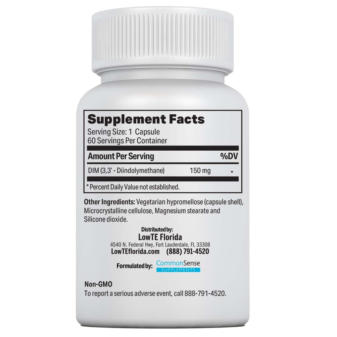 Florida DIM Supplement - 150 mg - 60 Capsules - LowTE Formula