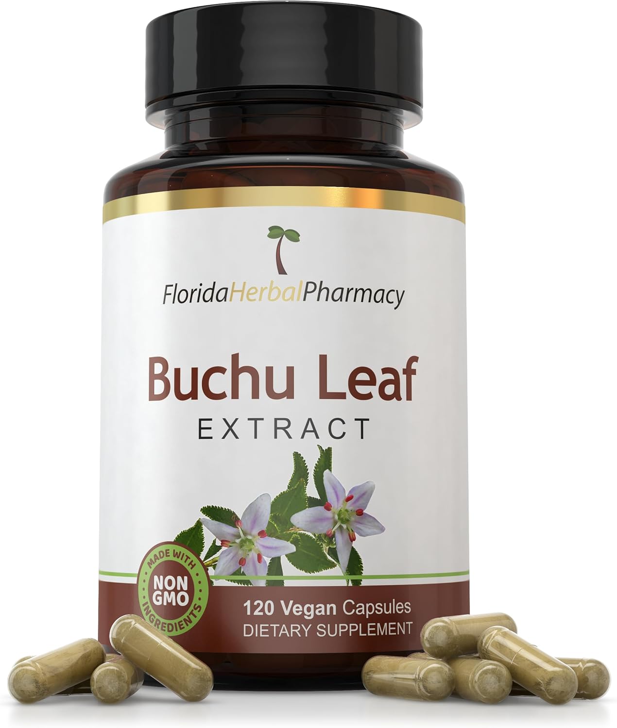Florida Herbal Pharmacy Buchu Leaf Extract Capsules 10:1 - 120 Capsules, 500mg Each for a 1000mg Serving Size