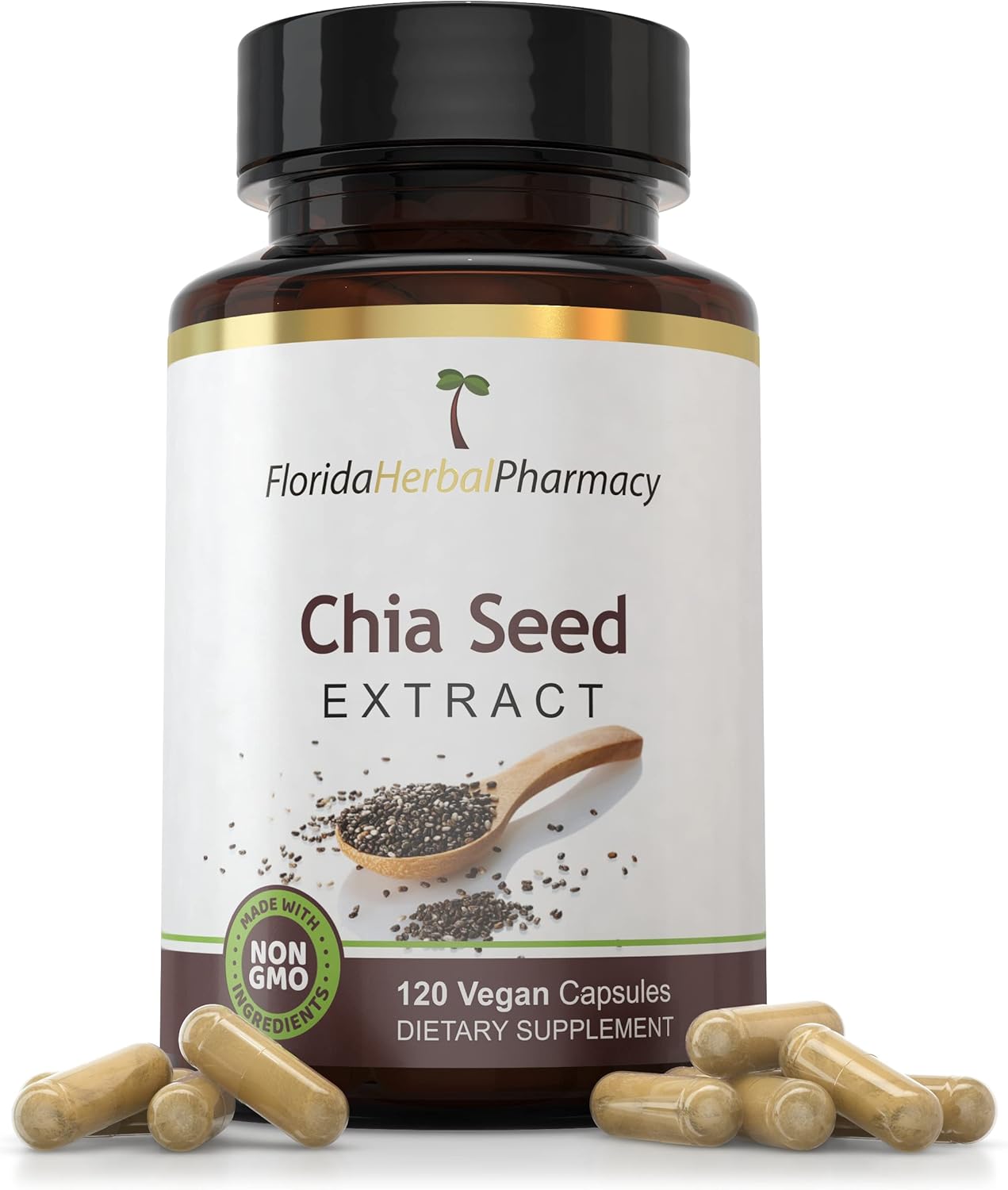 Florida Herbal Pharmacy Chia Seed Extract Capsules 10:1 - 120 Capsules, 500 mg - Pure and Natural Dietary Supplement from Florida Herbal Pharmacy