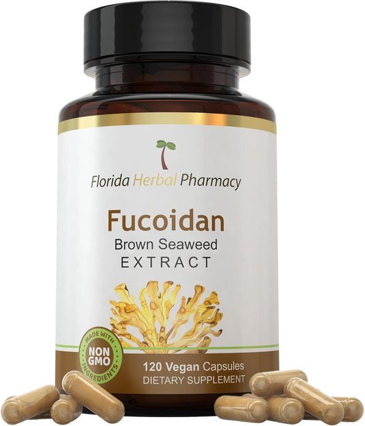 Florida Herbal Pharmacy Fucoidan Extract Capsules - 10:1 Concentration (120 Capsules, 500mg) - High Potency Formula for Immune Support