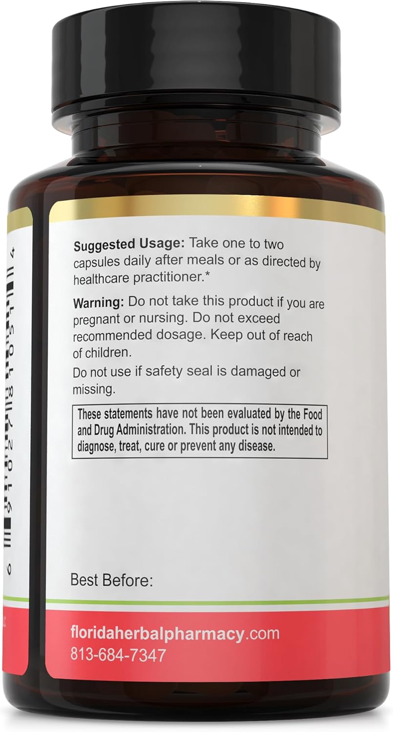 Florida Herbal Pharmacy Guava Leaf Extract Capsules - 10:1 Concentration (120 Capsules, 500mg Each) - 1000mg Serving Size