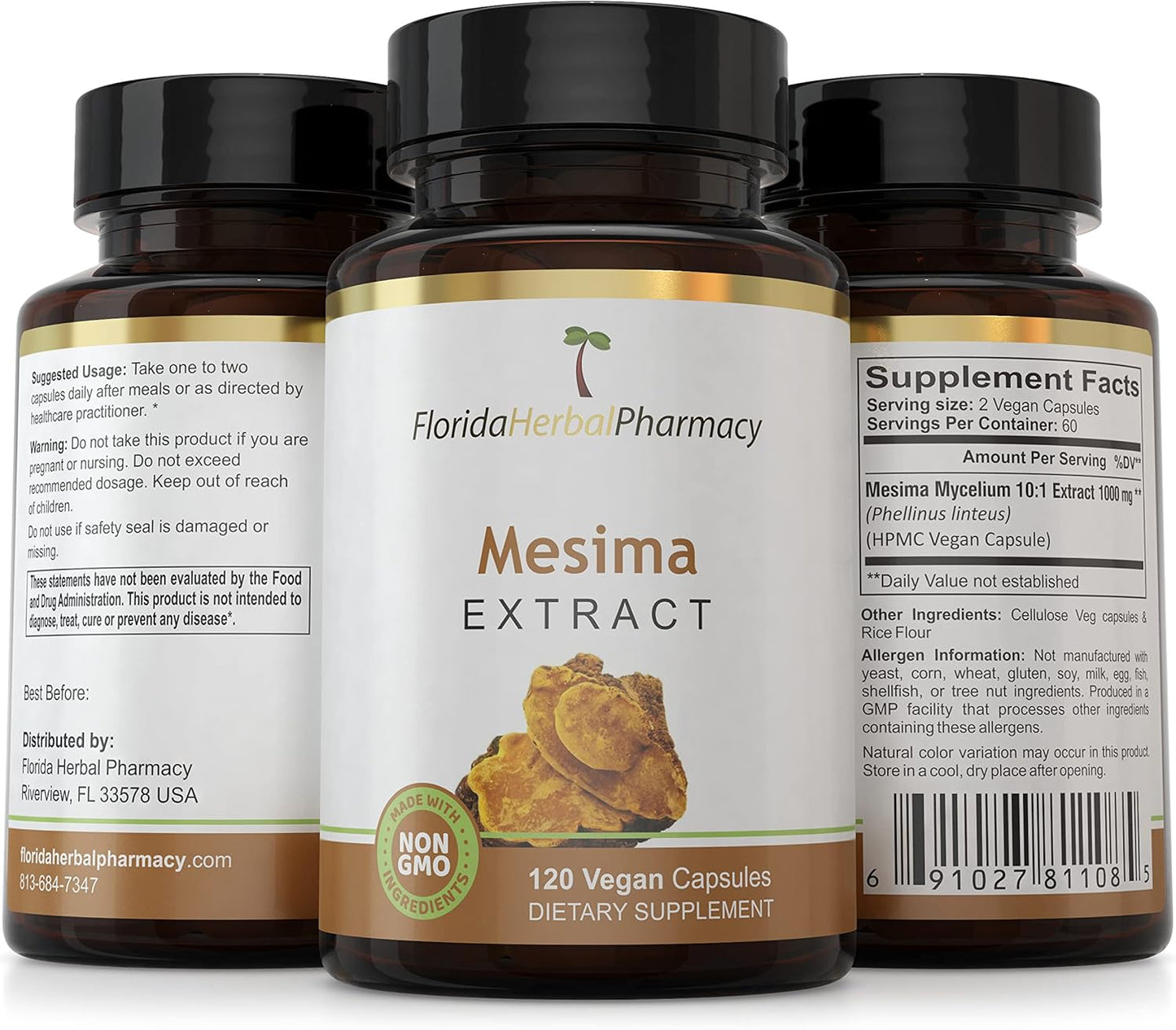 Florida Herbal Pharmacy Mesima Extract Capsules 10:1 - 120 Capsules, 500mg Each - Immune Support Supplement