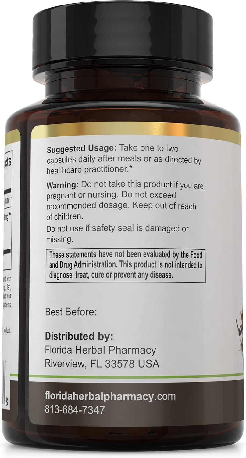 Florida Herbal Pharmacy OSHA Root Extract Capsules - 10:1 Extract Ratio, 120 Capsules, 500mg/capsule, 1000mg Serving Size