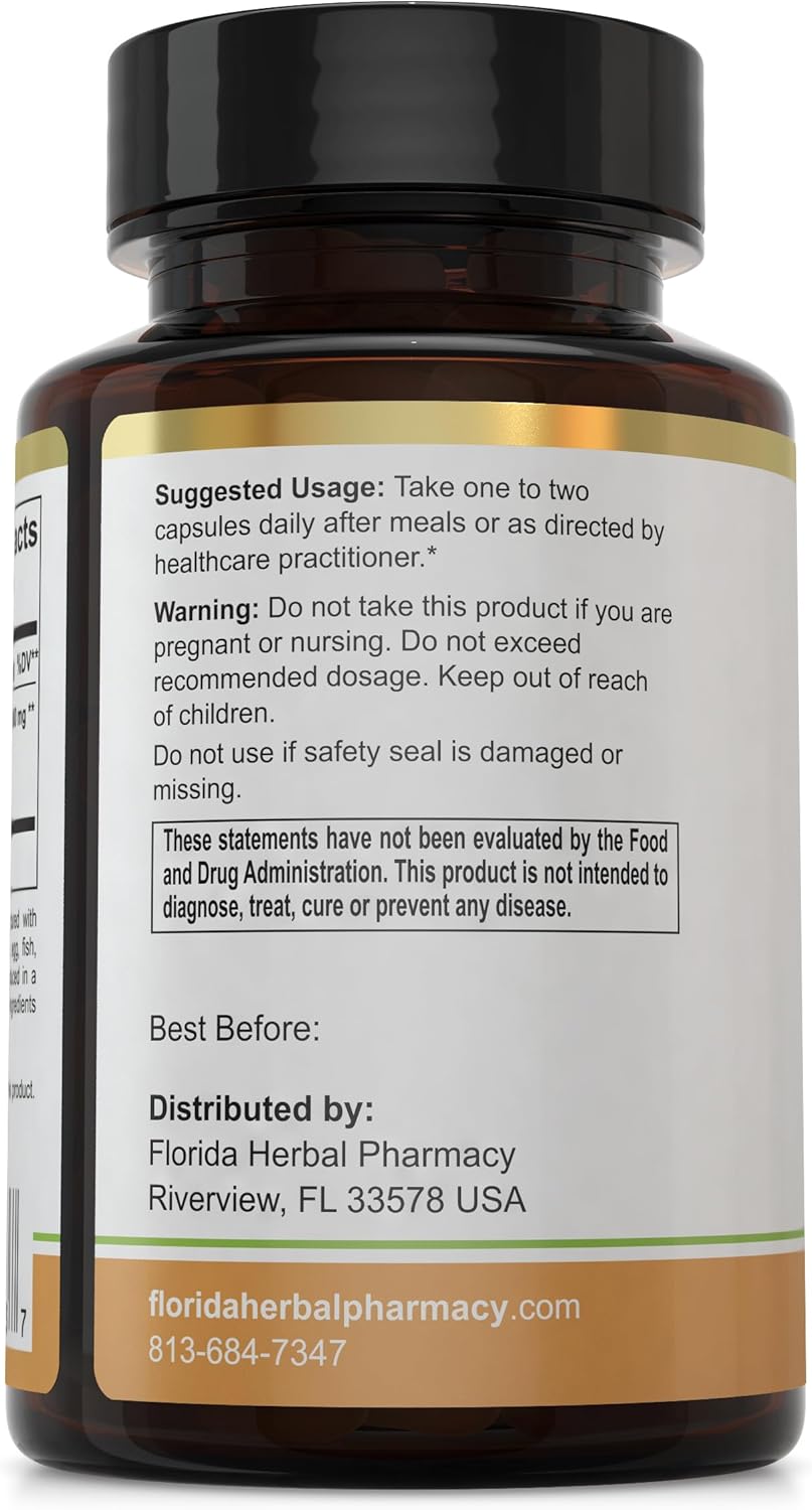 Florida Herbal Pharmacy Pao Pereira Bark Extract Capsules 500mg - 120 Capsules - 10:1 Extract Ratio - 1000mg Serving Size
