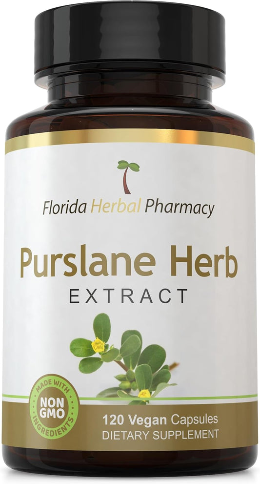 Florida Herbal Pharmacy Purslane Herb Extract Capsules 10:1 (120 Capsules) - 500mg per Capsule, 1000mg Serving Size