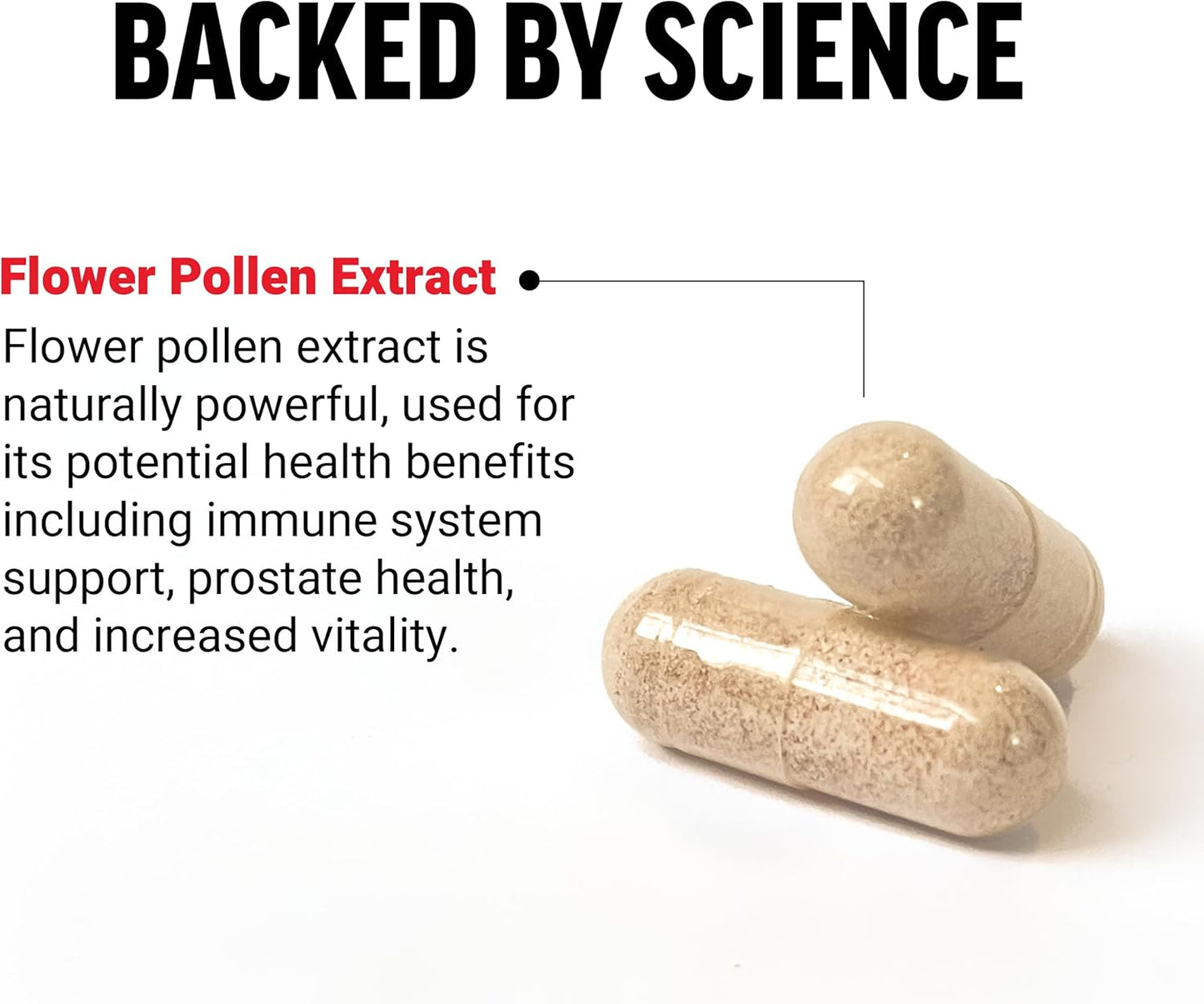 Flower Pollen Prostate Support Supplement for Men - 500mg Capsules, Vegan & Non-GMO - 60 Capsules