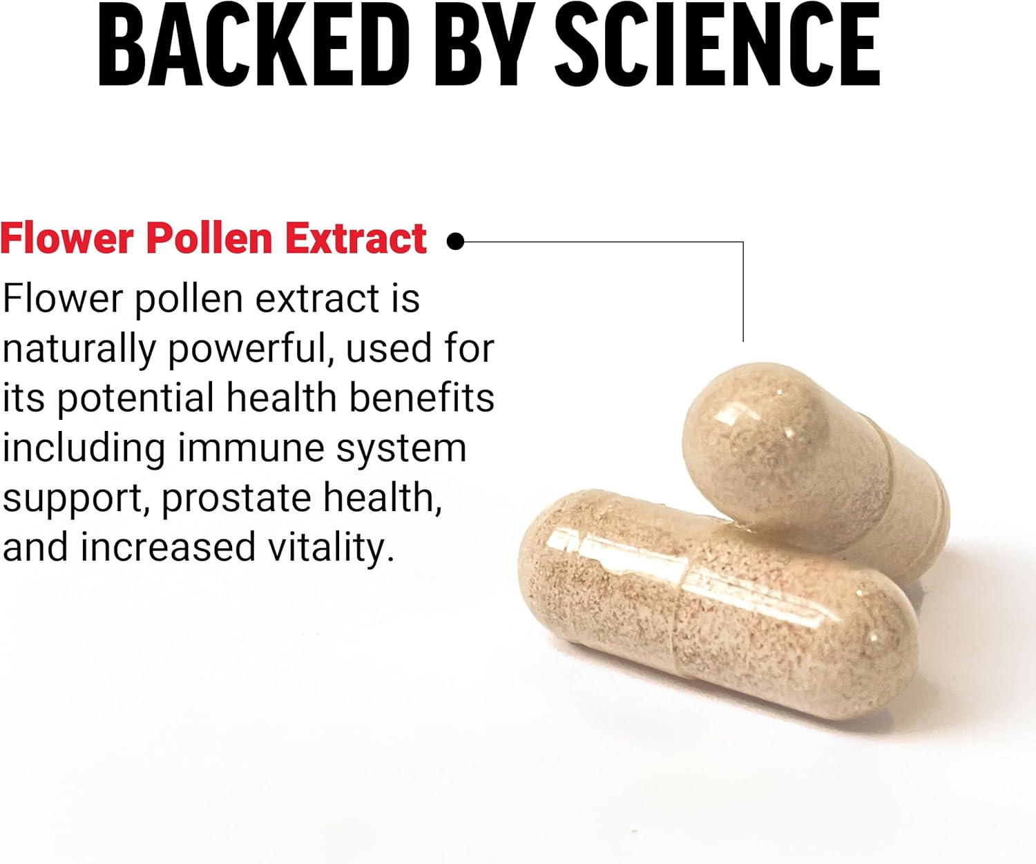 Flower Pollen Prostate Support Supplement for Men - 500mg Capsules, Vegan & Non-GMO - 60 Capsules