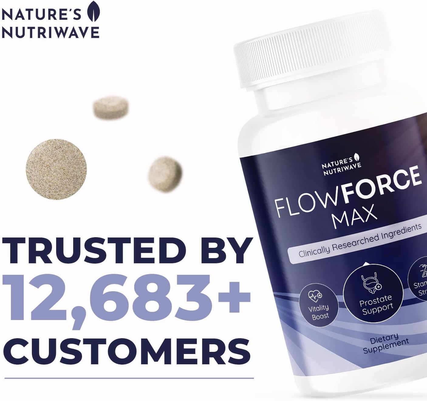 FlowForceMax Herbal Prostate Health Supplements for Men - Saw Palmetto Prostate Support - 30 Tablets, 6 Month Supply