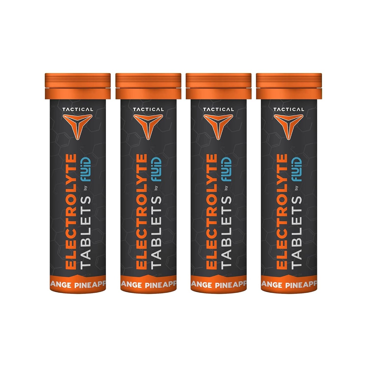 Fluid Tactical Effervescent Hydration Tablets - Electrolyte Replacement & Dehydration Prevention - 4 Pack, 40 Servings - Orange Pineapple Flavor