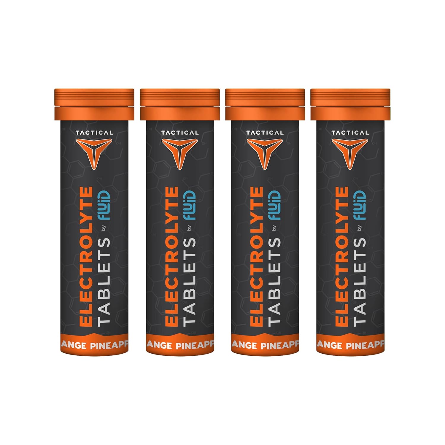 Fluid Tactical Effervescent Hydration Tablets - Electrolyte Replacement & Dehydration Prevention - 4 Pack, 40 Servings - Orange Pineapple Flavor