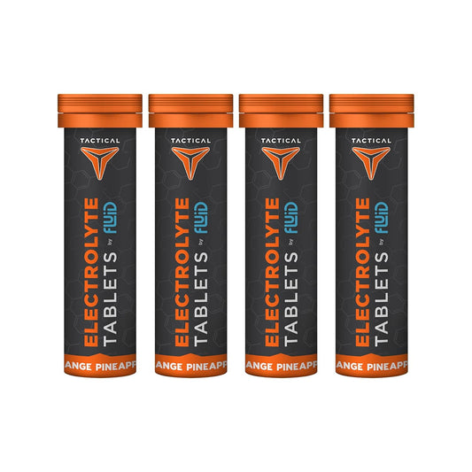 Fluid Tactical Effervescent Hydration Tablets - Electrolyte Replacement & Dehydration Prevention - 4 Pack, 40 Servings - Orange Pineapple Flavor
