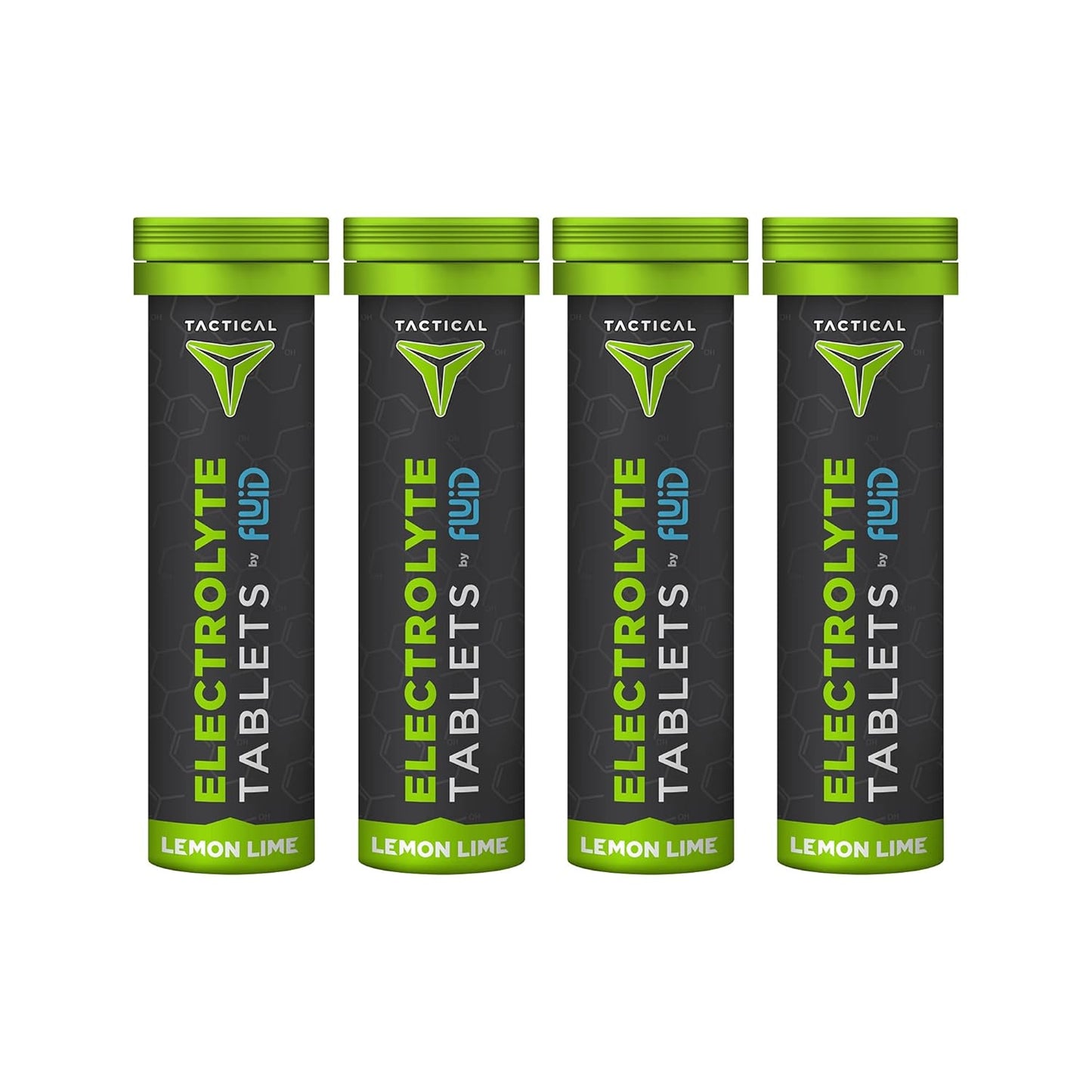 Fluid Tactical Effervescent Hydration Tablets - Electrolyte Replacement for Dehydration Prevention - 4 Pack, 40 Servings - Lemon Lime Flavor