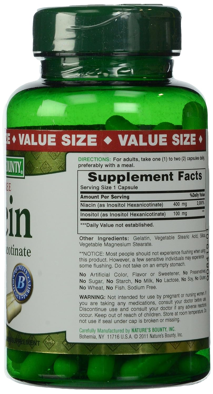 Flush-Free Niacin 500 mg Supplement - 120 Capsules by Nature's Bounty