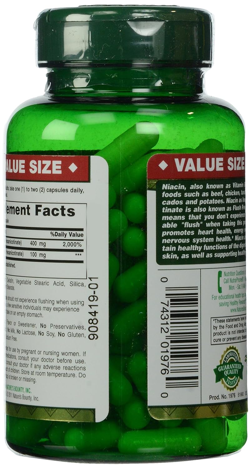 Flush-Free Niacin 500 mg Supplement - 120 Capsules by Nature's Bounty