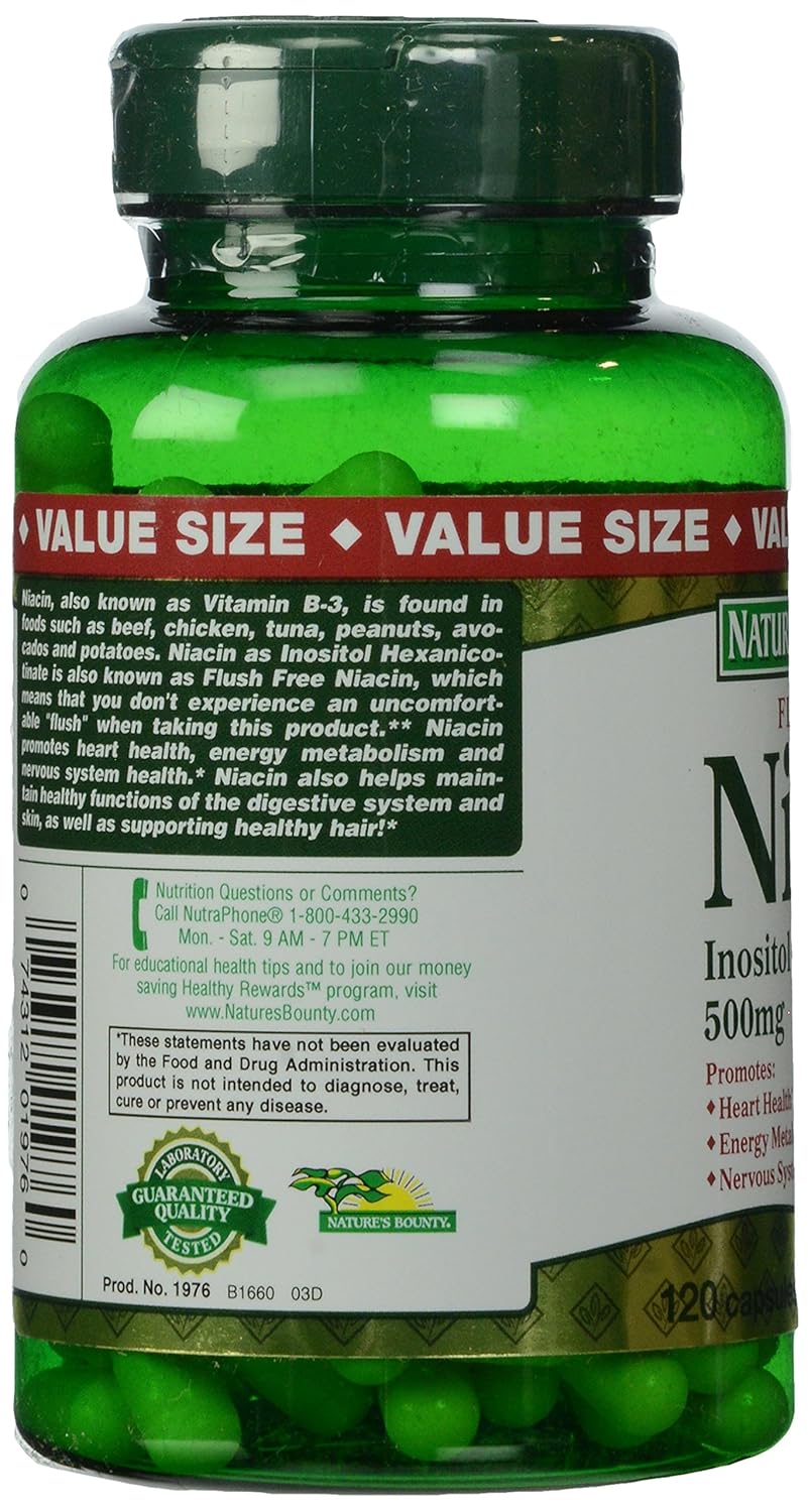 Flush-Free Niacin 500 mg Supplement - 120 Capsules by Nature's Bounty