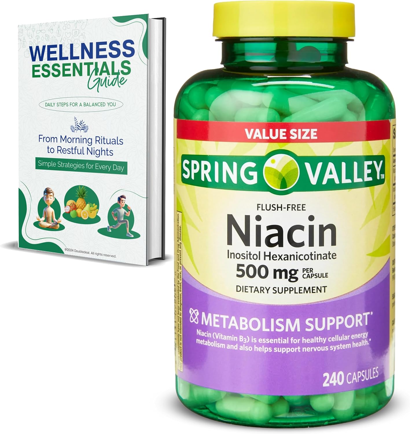 Flush-Free Niacin 500mg Capsules, 240 Count - Metabolism Support, Energy Boost, Holistic Wellbeing - Gluten Free Vitamin B3 Supplement