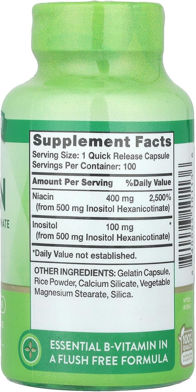 Flush-Free Niacin 500mg Capsules by Nature's Truth - 100 Count