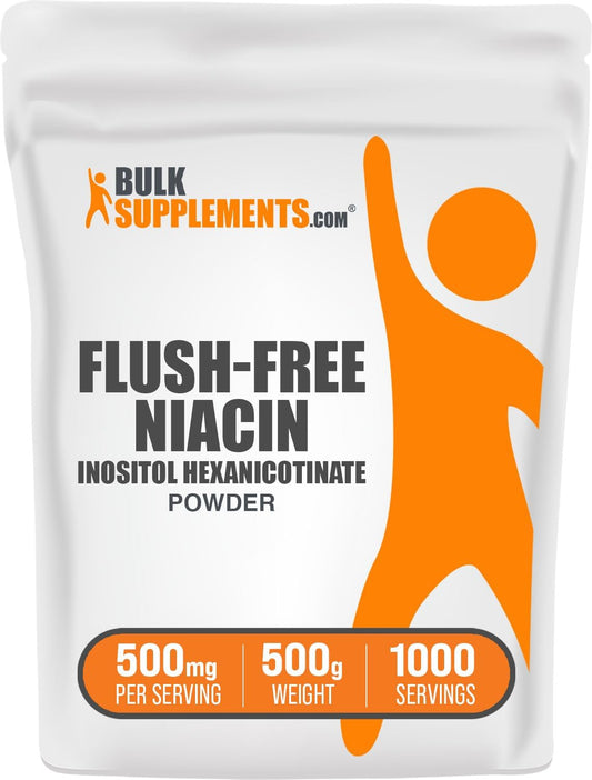 Flush Free Niacin Powder 500mg - Gluten Free Vitamin B3 Supplement - Inositol Hexanicotinate - 500g (1.1 lbs) Pack of 1