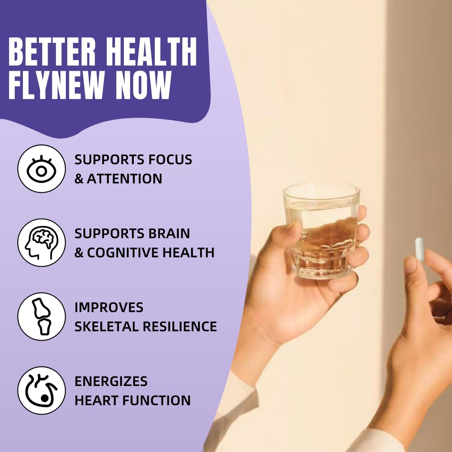 Flynew 21 Vitamins and Minerals Multivitamin Supplement for Vision, Immune, Bone, Liver Support - 60 Capsules