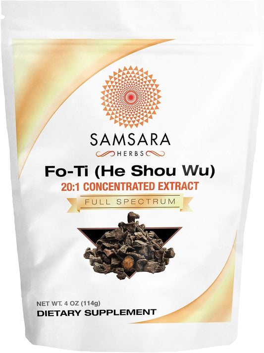 Fo-Ti Extract Powder (4oz/114g) - High Potency He Shou Wu Supplement - 20:1 Concentrated Extract Formula by Samsara Herbs