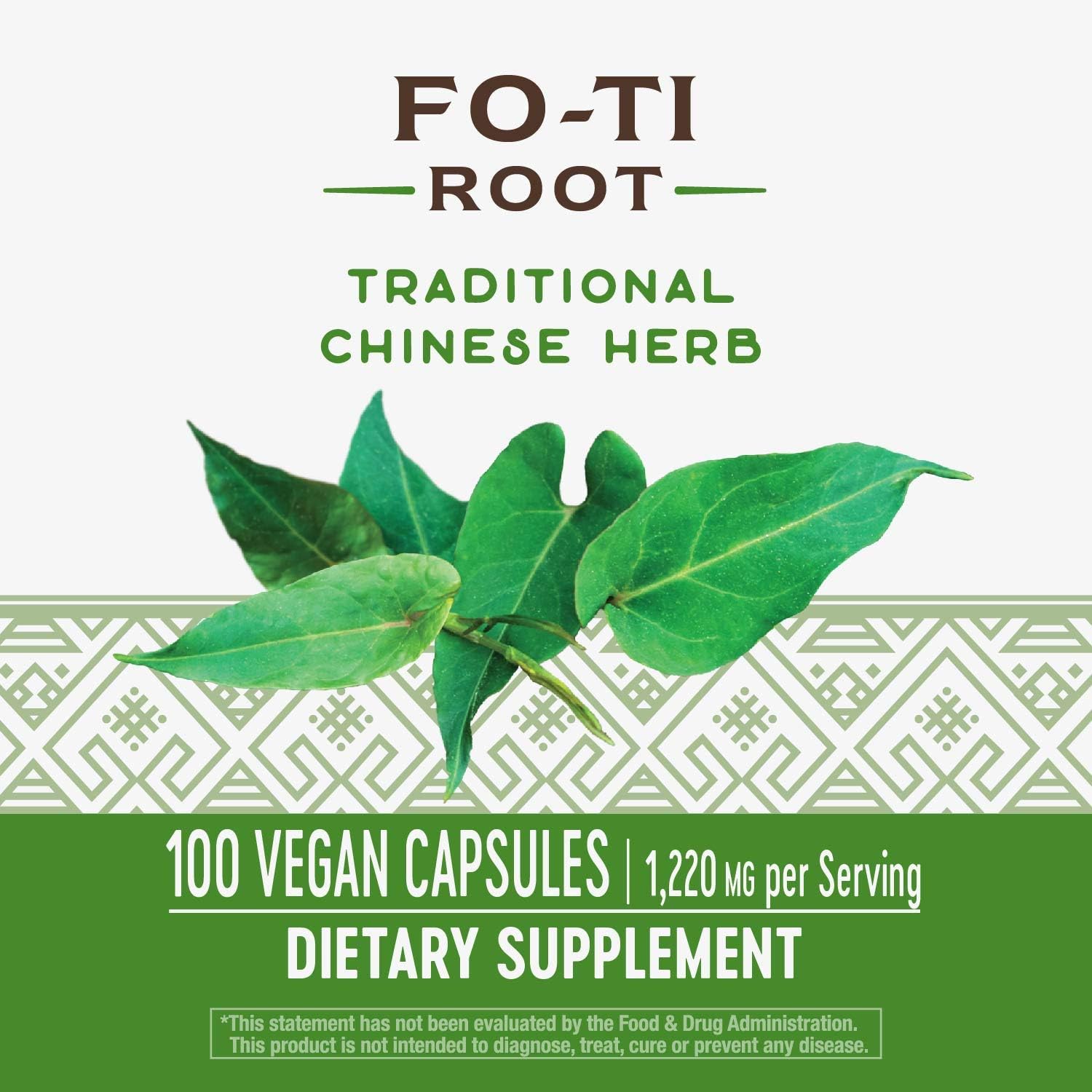 Fo-Ti Root Capsules - 1,220 mg per Serving - Traditional Chinese Herb - 100 Capsules x 2 Pack