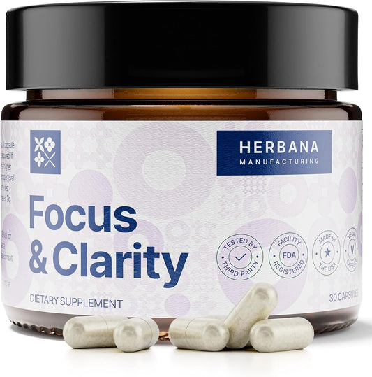 Focus & Clarity Brain Support Capsules for Cognitive Function & Memory Boost with Phenylethylamine HCL, Alpha GPC, L-Tyrosine