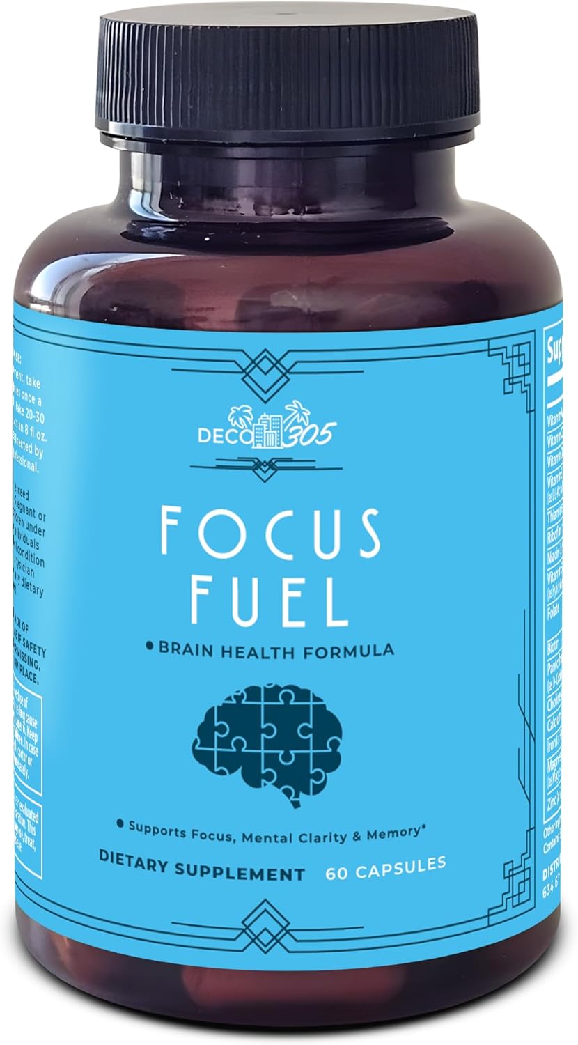 Focus Fuel Neuro Capsules: Improve Mental Clarity, Focus & Memory with DMAE, L-Glutamine & Vitamins - 60 Capsules