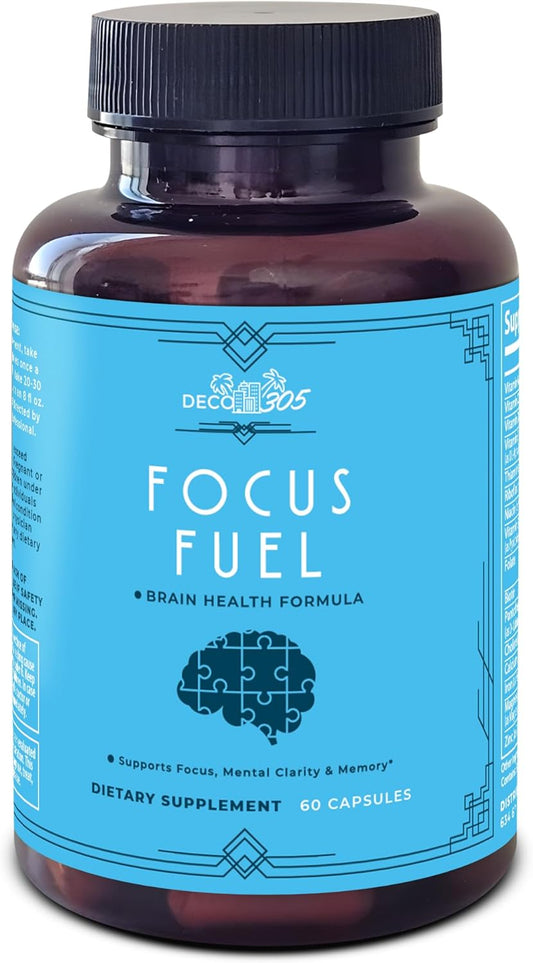 Focus Fuel Neuro Capsules: Improve Mental Clarity, Focus & Memory with DMAE, L-Glutamine & Vitamins - 60 Capsules