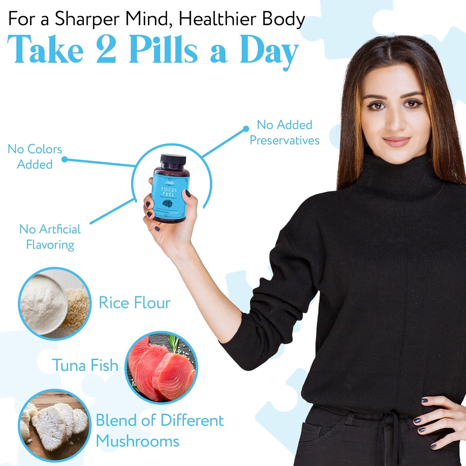 Focus Fuel Neuro Capsules: Improve Mental Clarity, Focus & Memory with DMAE, L-Glutamine & Vitamins - 60 Capsules