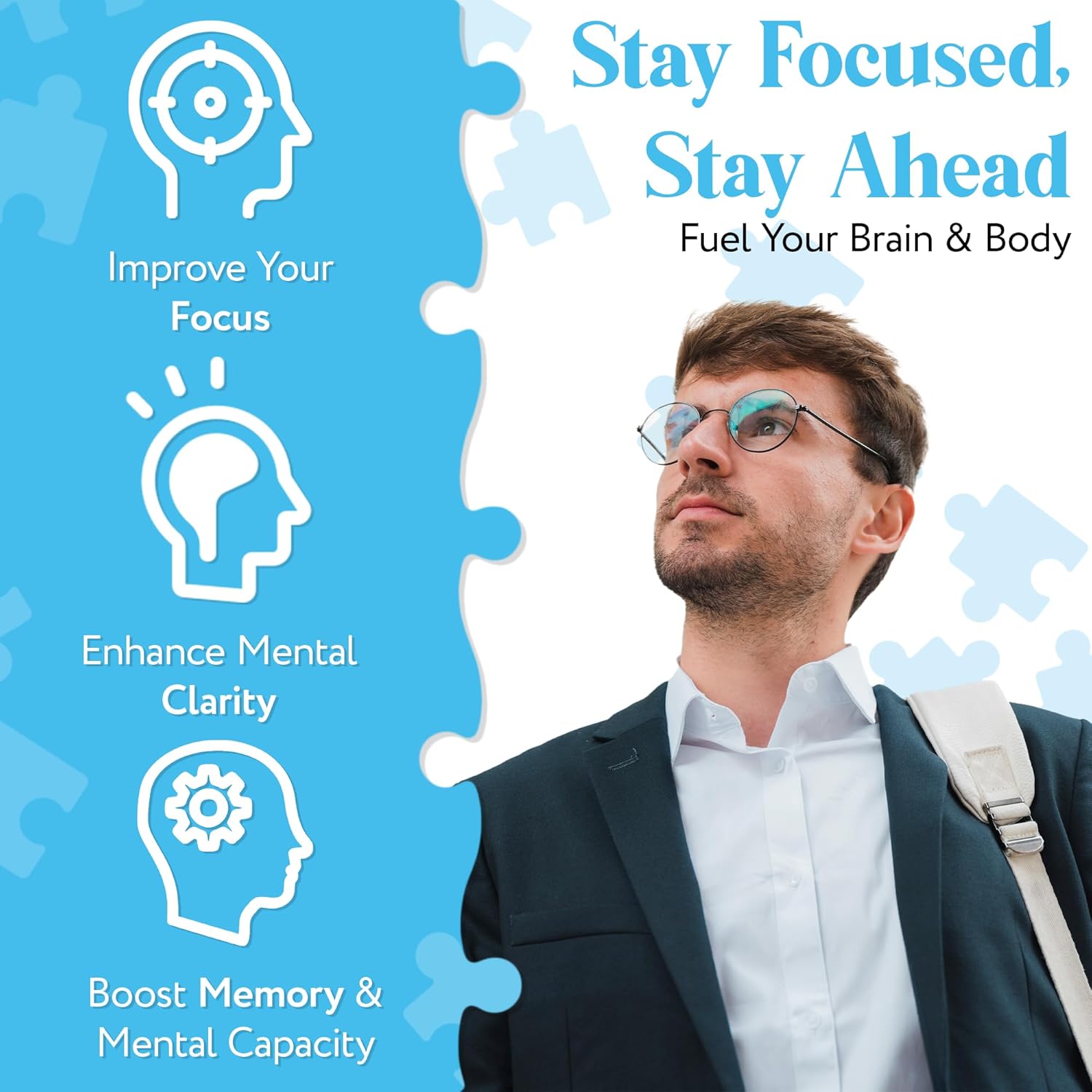 Focus Fuel Neuro Capsules: Improve Mental Clarity, Focus & Memory with DMAE, L-Glutamine & Vitamins - 60 Capsules