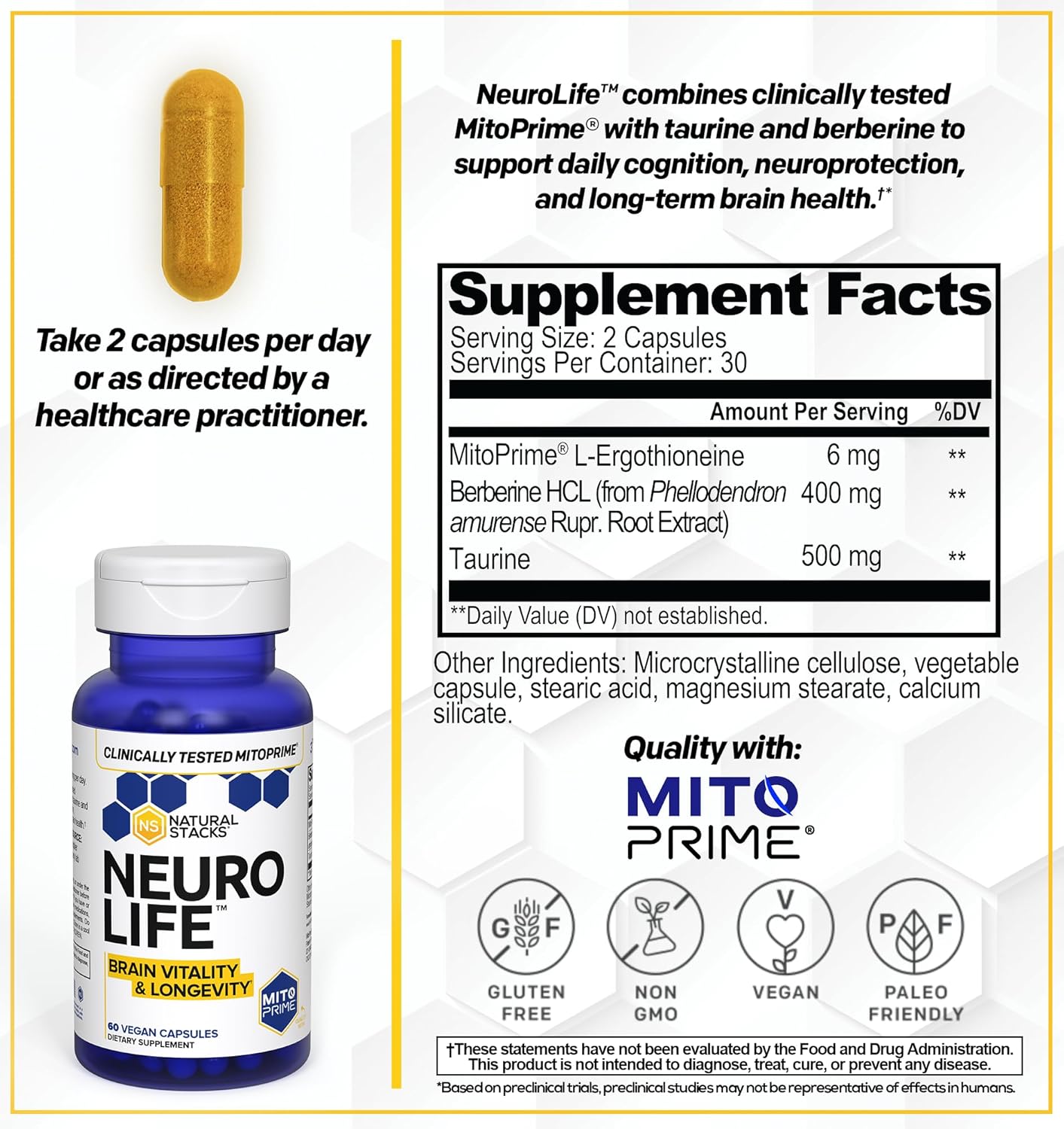 Focus, Memory, and Brain Longevity Bundle - Natural Stacks NeuroFuel Nootropic + NeuroLife Supplements - 135 Capsules for Brain Health