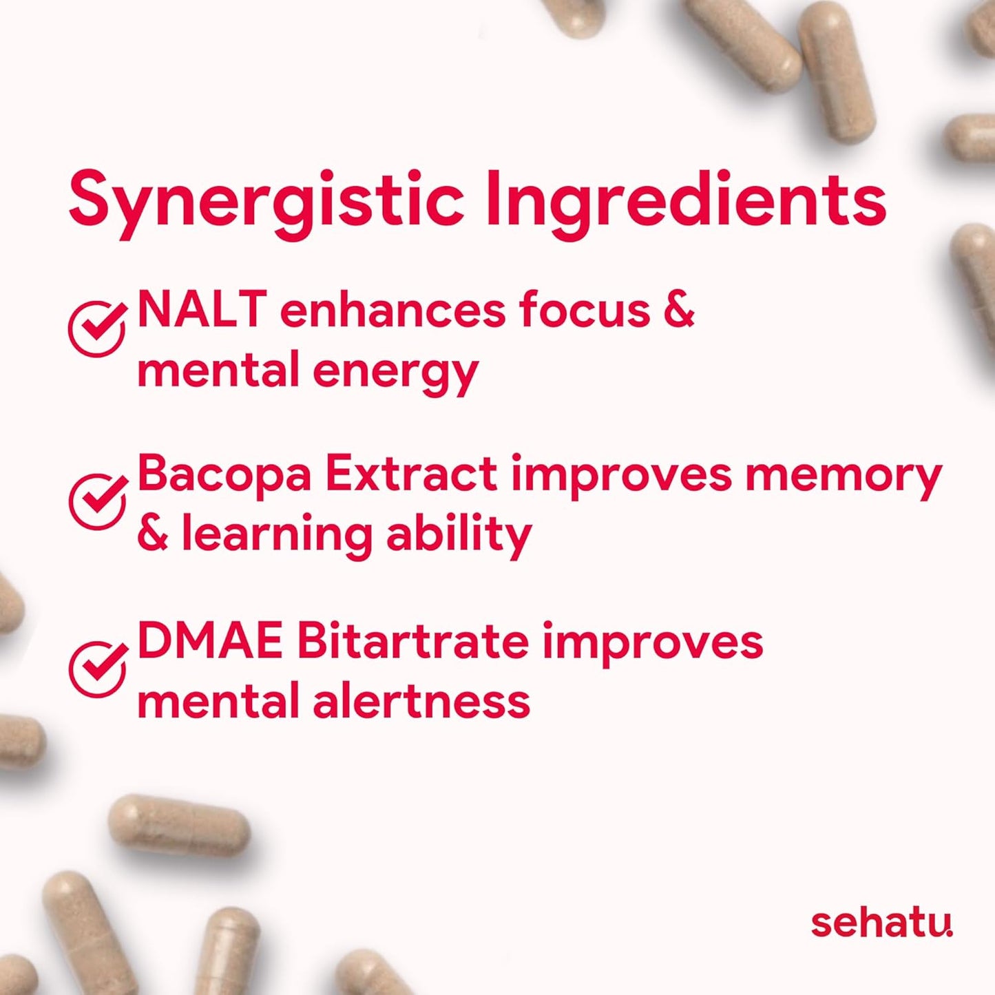 Focus Plus Cognitive Performance Enhancer with N-Acetyl L-Tyrosine, DMAE Bitartrate, GABA, Glutamic Acid | Improve Focus, Memory, Brain Health | 60 Count