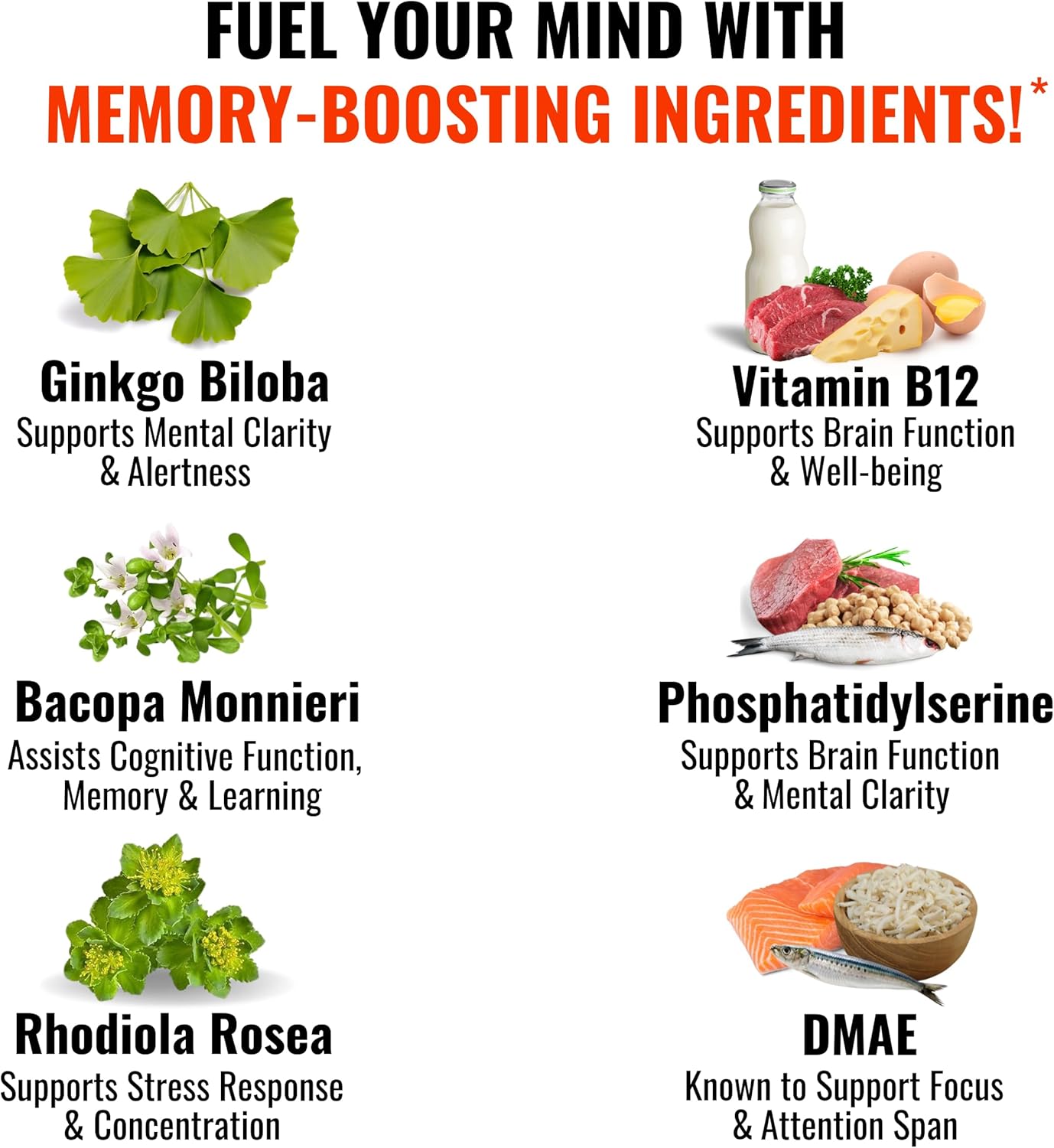 Focused Mind: Brain Health Supplements for Adults - Memory Vitamins, Nootropic for Mental Clarity and Concentration