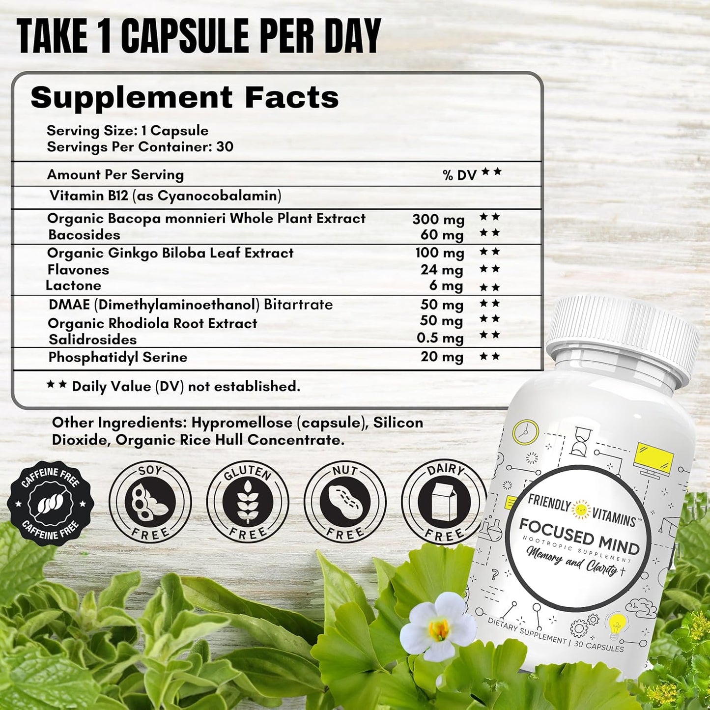 Focused Mind: Brain Health Supplements for Adults - Memory Vitamins, Nootropic for Mental Clarity and Concentration