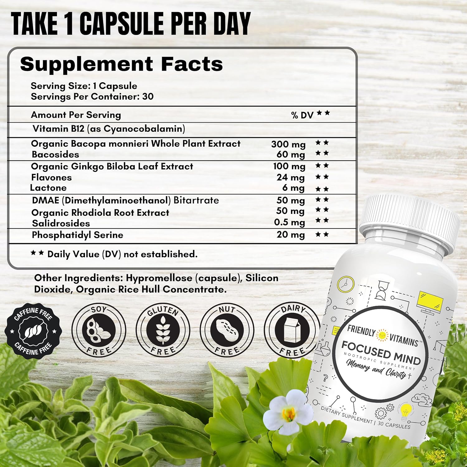 Focused Mind: Brain Health Supplements for Adults - Memory Vitamins, Nootropic for Mental Clarity and Concentration