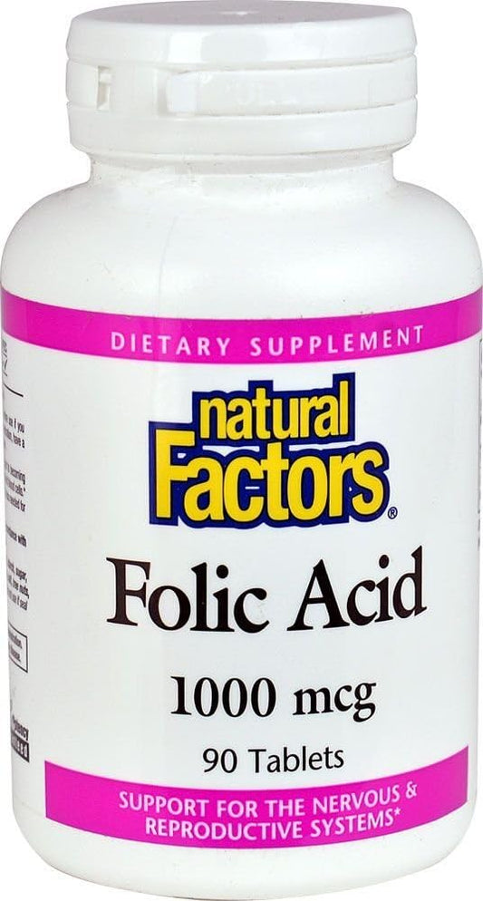 Folic Acid 1 MG Supplement - 90 Tablets by Natural Factors