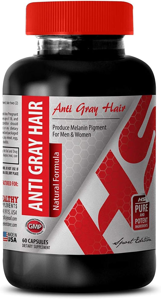 Folic Acid 1000 mcg Supplement for Hair Health - Natural Formula to Prevent Gray Hair - 1 Bottle