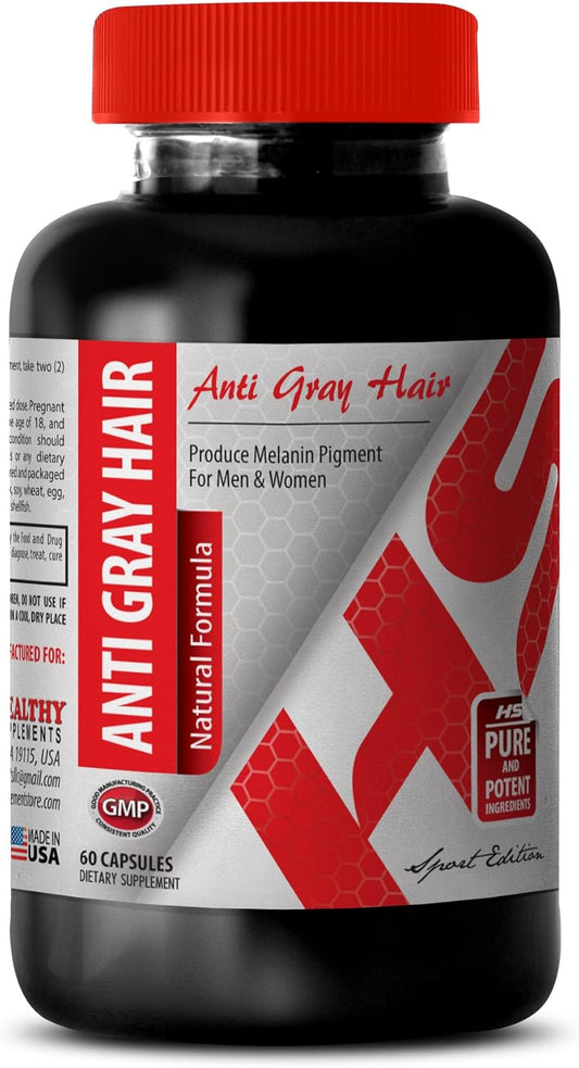 Folic Acid Supplement for Healthy Hair & Nervous System Support - Natural Anti-Gray Formula - 60 Capsules