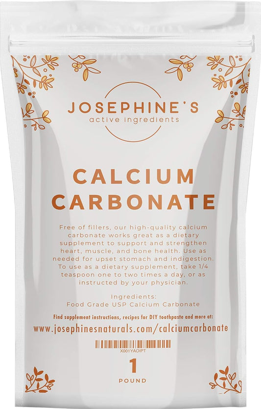 Food Grade Calcium Carbonate Powder - 1 lb - Heartburn Relief, DIY Toothpaste, Chalk Paint - No Additives