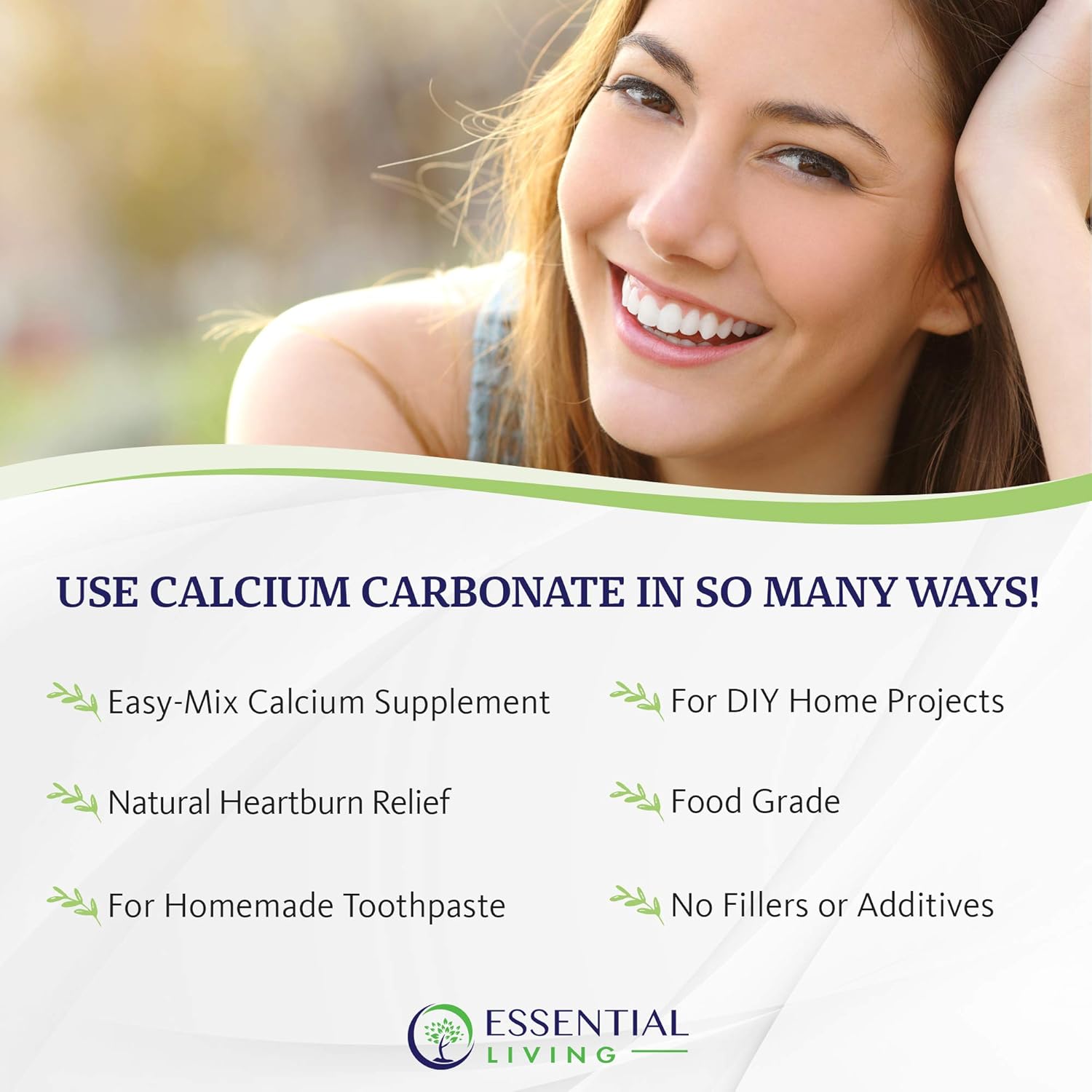 Food Grade Calcium Carbonate Powder - 1 lb - Heartburn Relief, DIY Toothpaste, Chalk Paint - No Additives