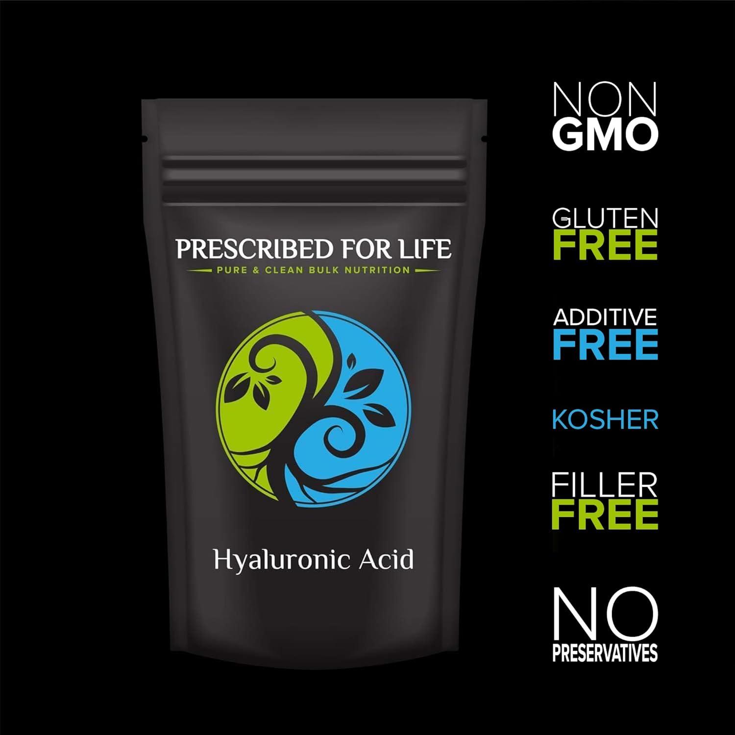 Food Grade Hyaluronic Acid Powder Supplement - Medium Molecular Weight 1.15 mil Daltons - 2oz / 56g