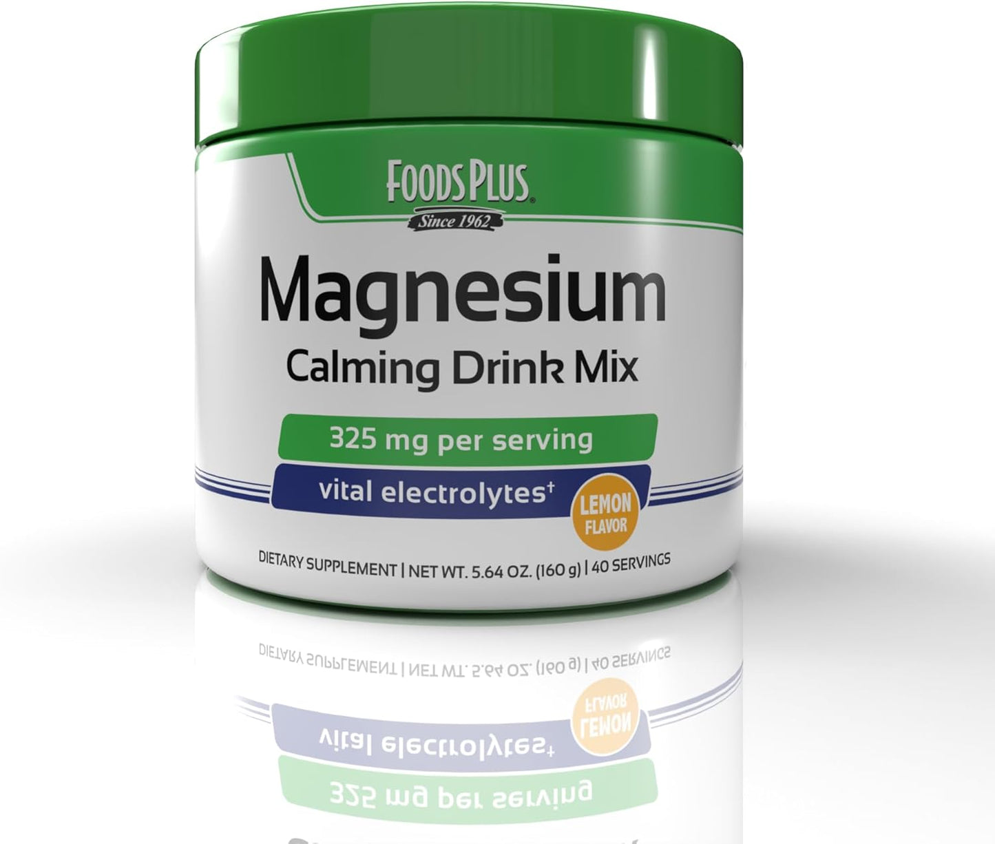 FoodsPlus Magnesium Citrate Calming Drink Mix with Electrolytes for Sleep and Wellbeing - Lemon Flavor, 40 Servings