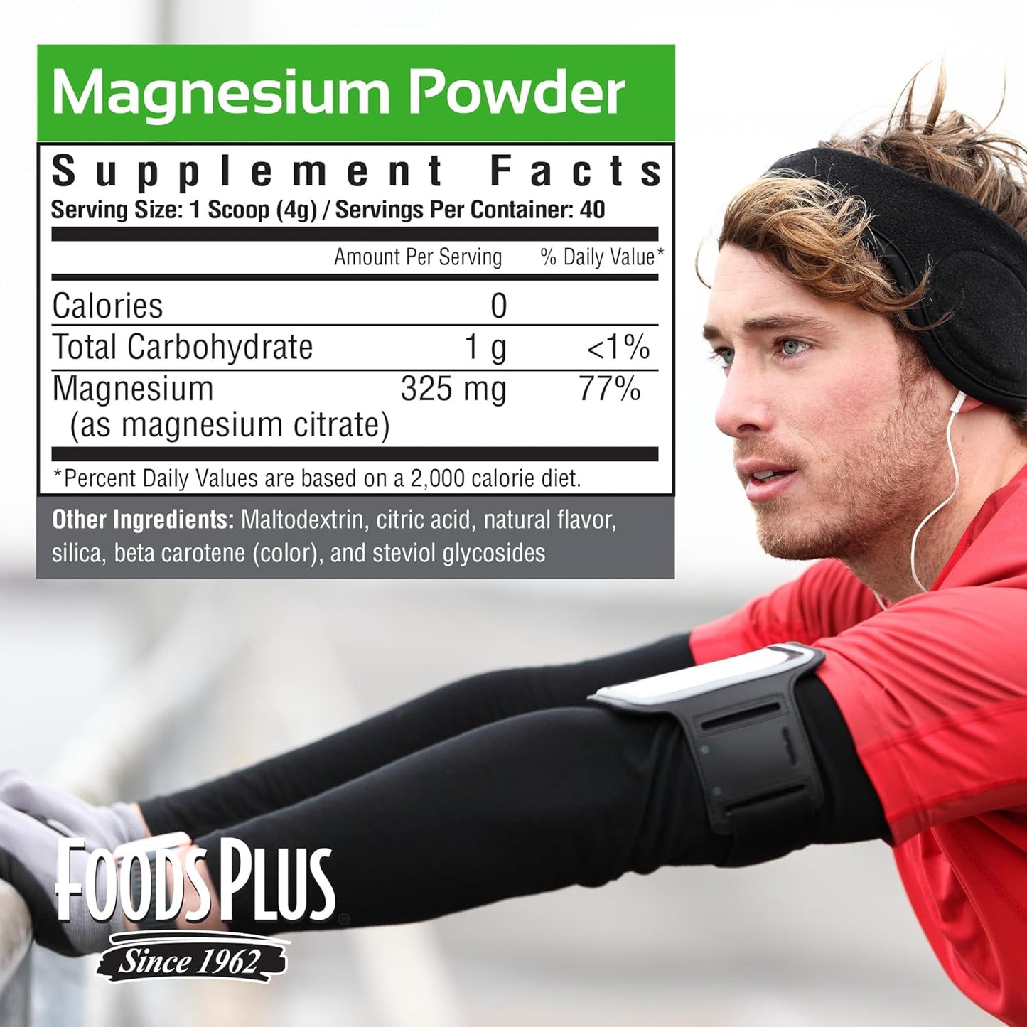 FoodsPlus Magnesium Citrate Calming Drink Mix with Electrolytes for Sleep and Wellbeing - Lemon Flavor, 40 Servings