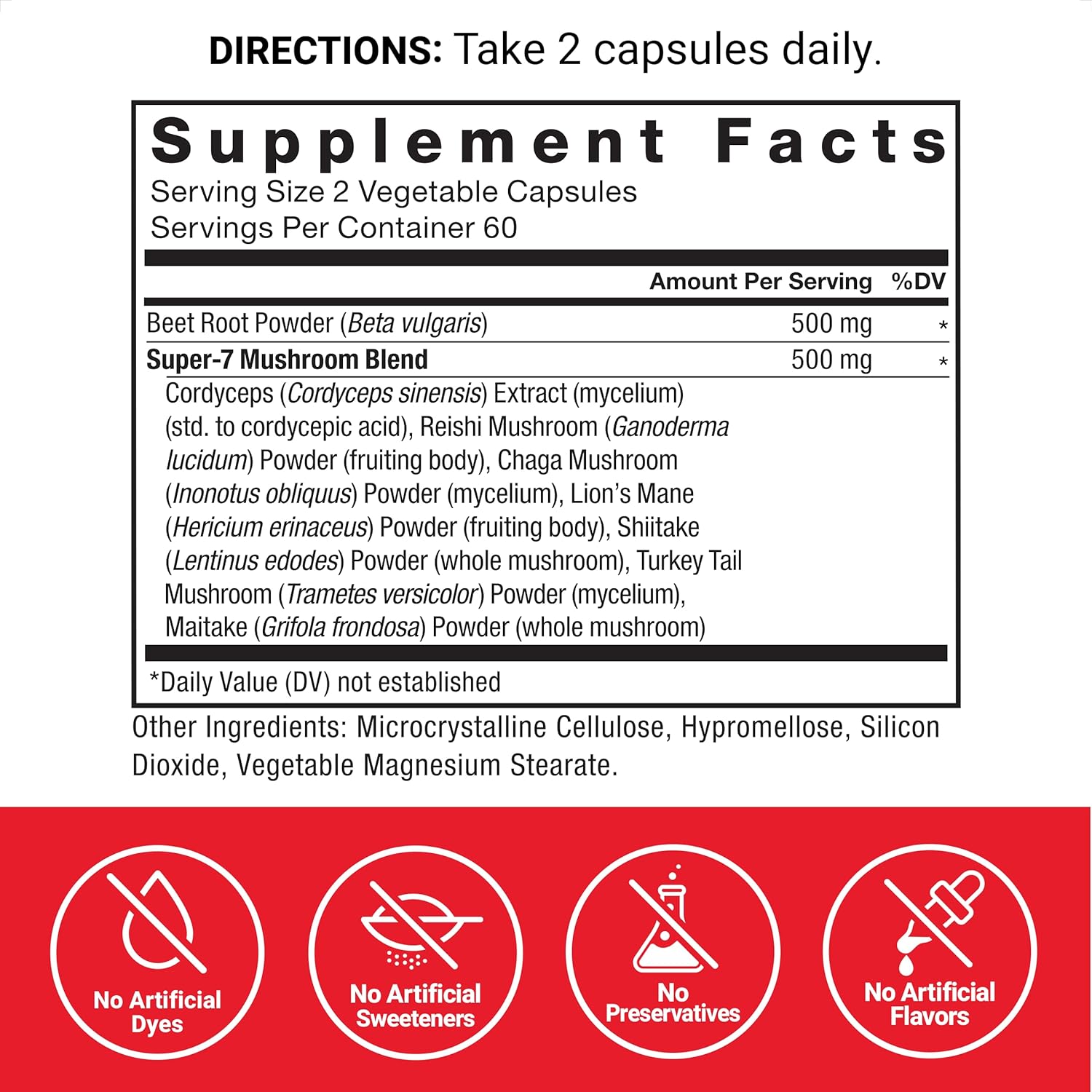 FORCE FACTOR Beetroot and Mushrooms Supplement with Lion’s Mane and Cordyceps, Soy Free, Non-GMO, 120 Capsules for Health