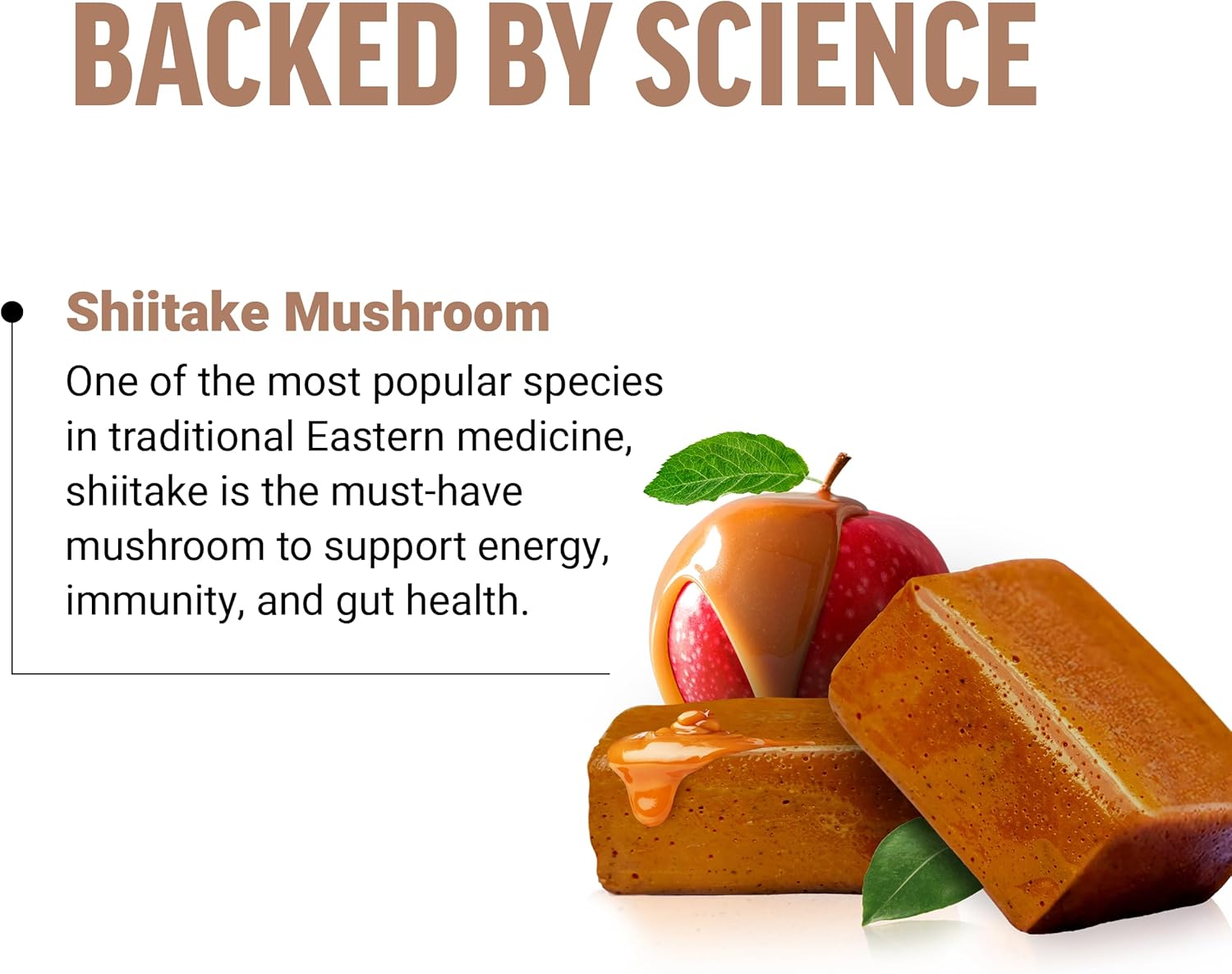 FORCE FACTOR Shiitake Mushrooms Soft Chews: Energy, Immunity, Digestive Health, Antioxidants, Caramel Apple Flavor, 30 Chews
