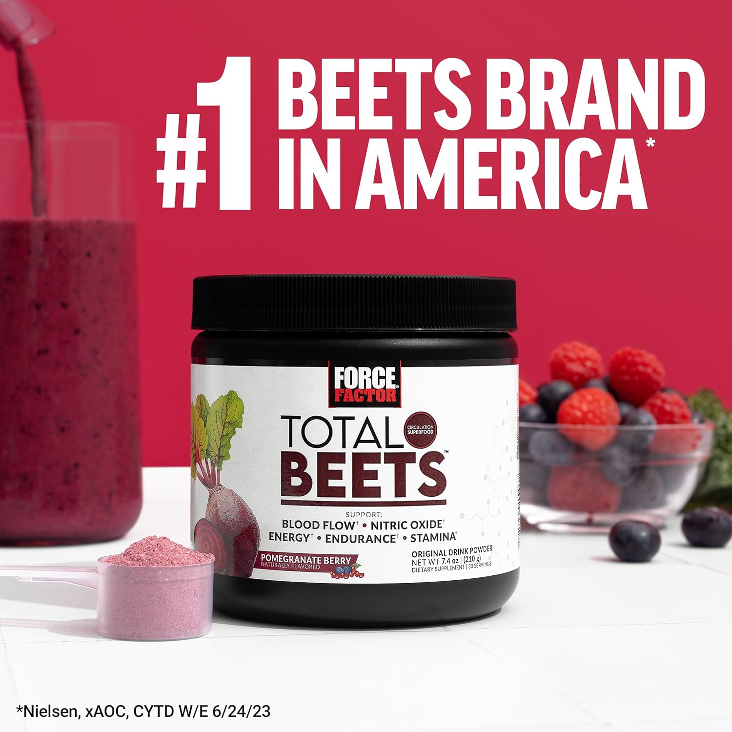Force Factor Total Beets Nitric Oxide Supplement - 240 Tablets, 2 Pack - Beet Root Powder, Nitrates, Grapeseed Extract for Circulation, Heart Health