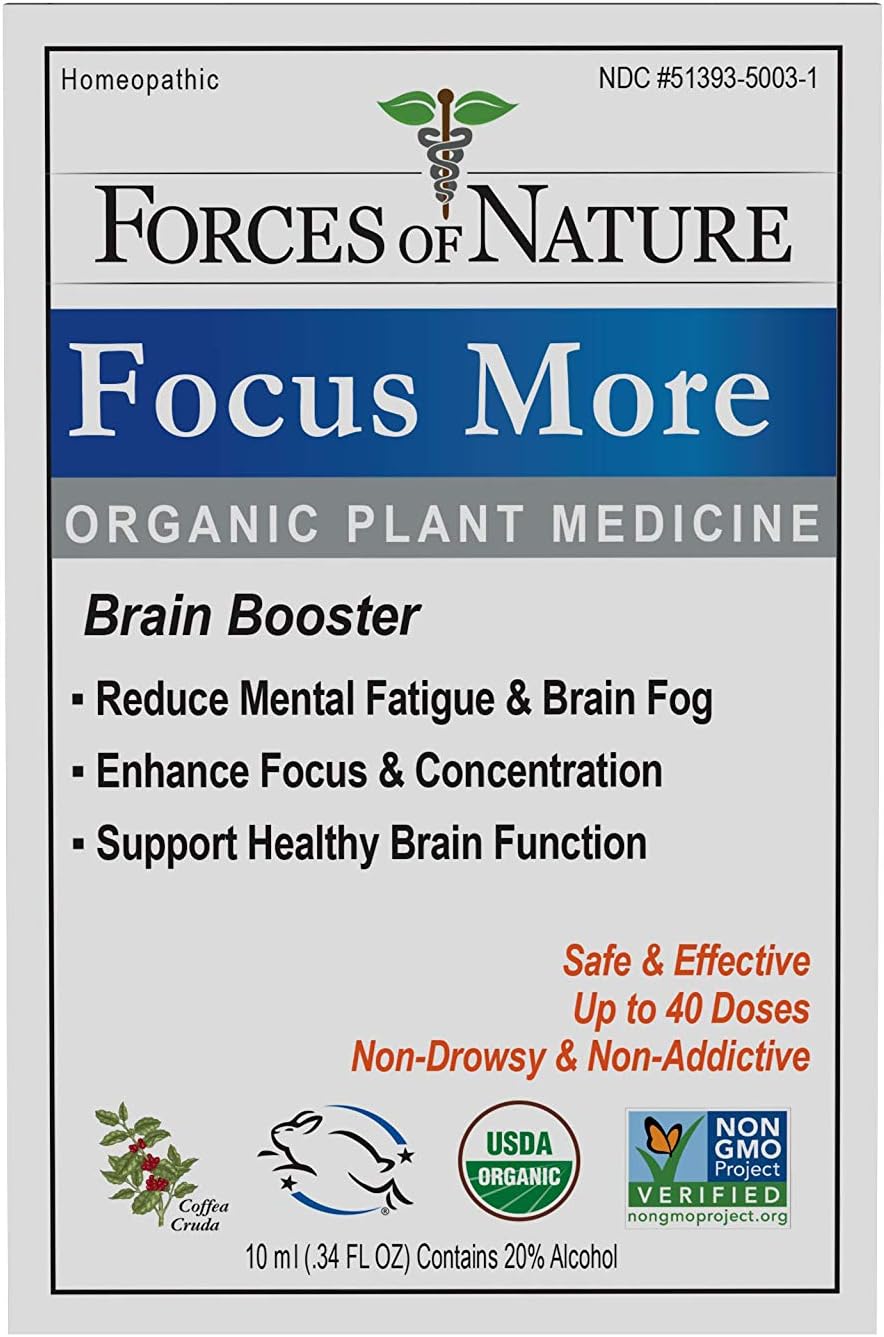Forces of Nature Focus Supplement - Homeopathic Brain Support for Memory & Concentration - 0.34 Fl Oz