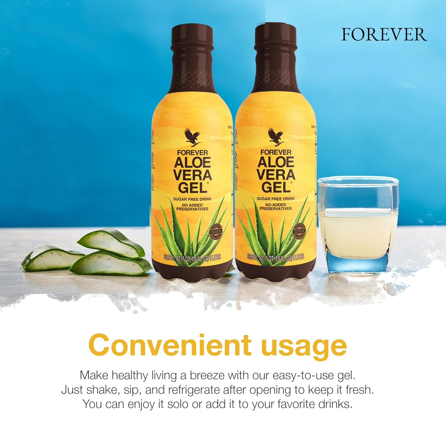 Forever Living Aloe Vera Gel - 99.7% Pure Inner Leaf Juice - Preservative-Free - 33.8 fl oz - Pack of 2